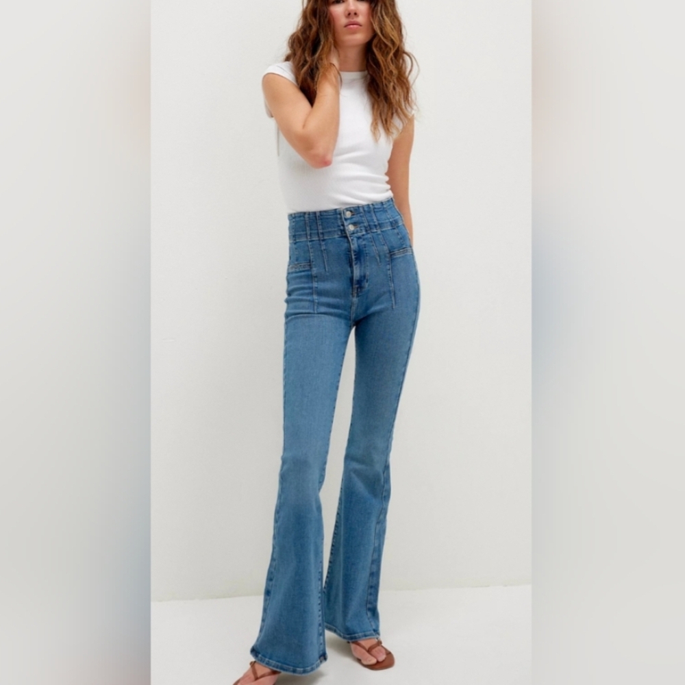 Free People Blue Flare & Wide Leg Jeans